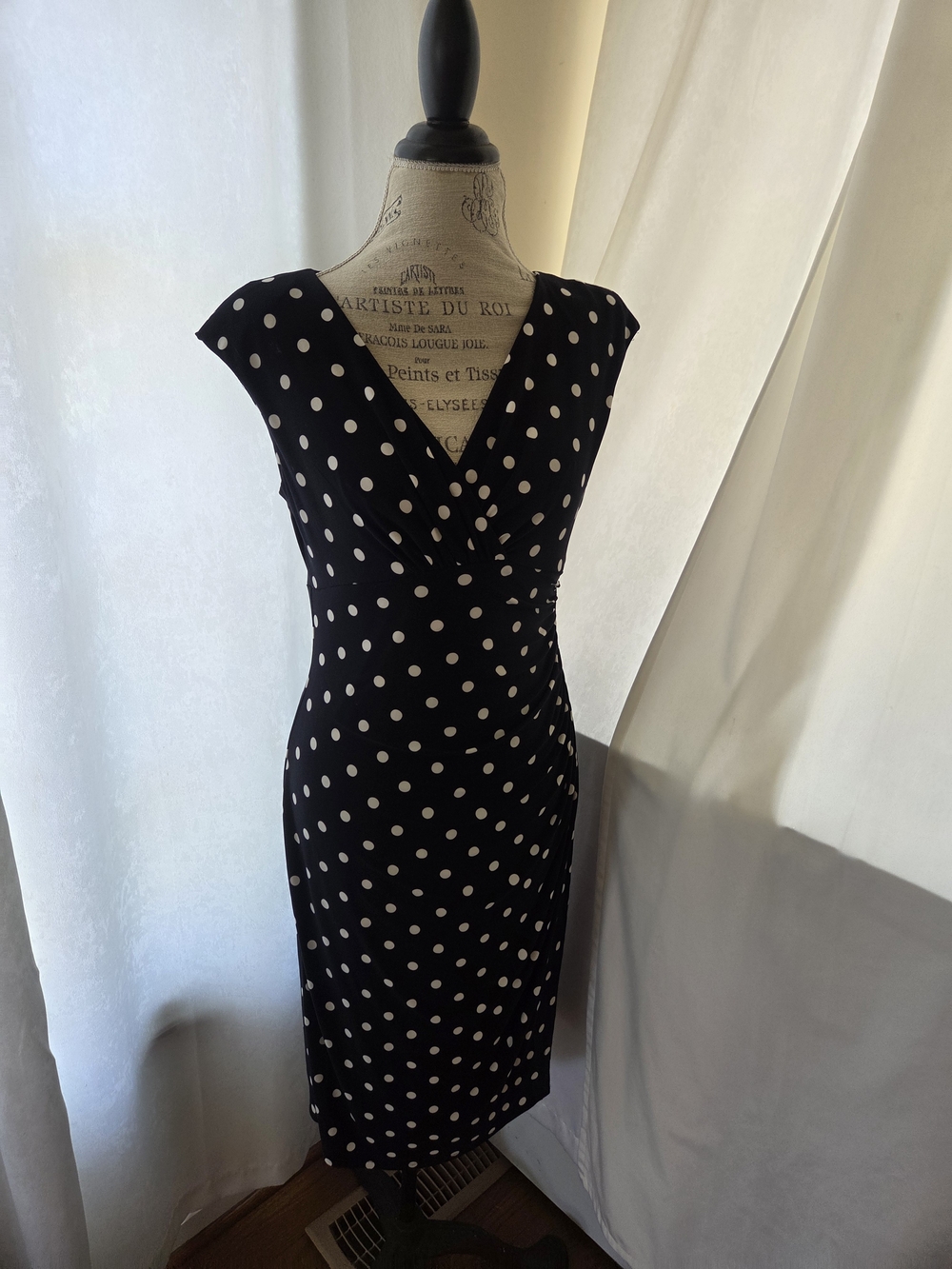 Ralph Lauren Black Midi Dress with White Polka Dots